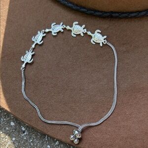 Steel and sterling silver Turtle Charm anklet/bracelet